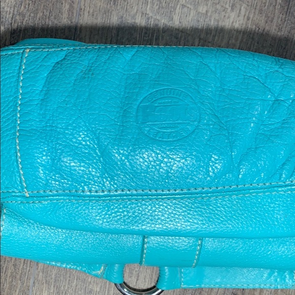 SOLD Vintage Roots leather turquoise buckle ring - Picture 4 of 9